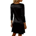 thumbnail image 3 of Women's Cowl Neck Dress Silky Ruched Midi with Long Sleeve for Holiday Party Evening Cocktail Fall Winter Drape Loose Fit Outfit Black 2XL, 3 of 3