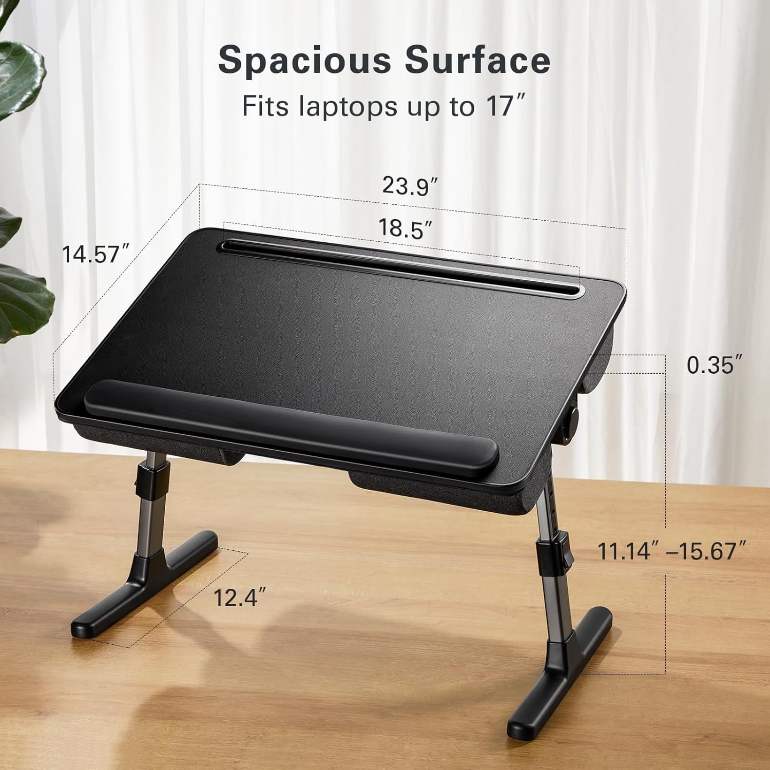 Laptop Bed Desk, Laptop Tray Computer Lap Desk for Bed Couch Sofa Floor, Bed Tray for Working, Eating, Foldable Lap Stand Table with Height Adjustment & 35° Adjustable Tilt Angle, HNLD19