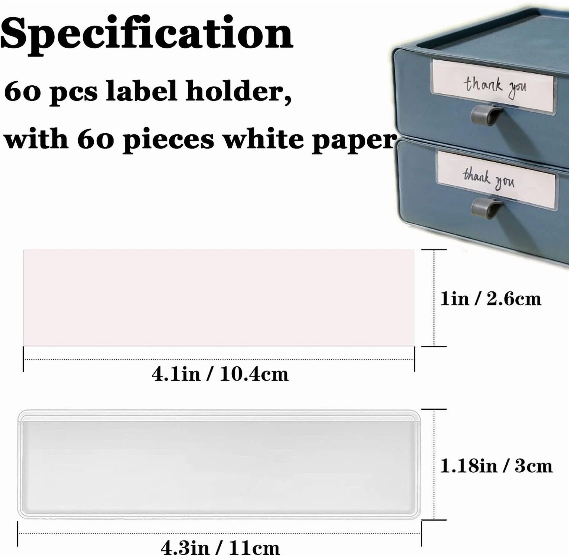 BUTTERFLY- 60 Pack Self Adhesive Label Holder Index Card Pockets Tag Holder, 1 X 4.1 Inch