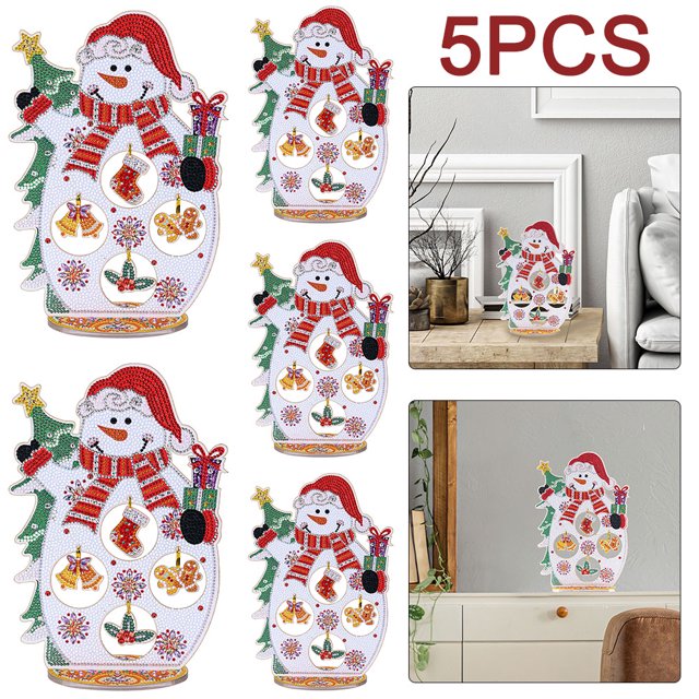 5 Uds. Adorno Escritorio Navidad Cristal Con 5D Hecho A Mano (SDS08)