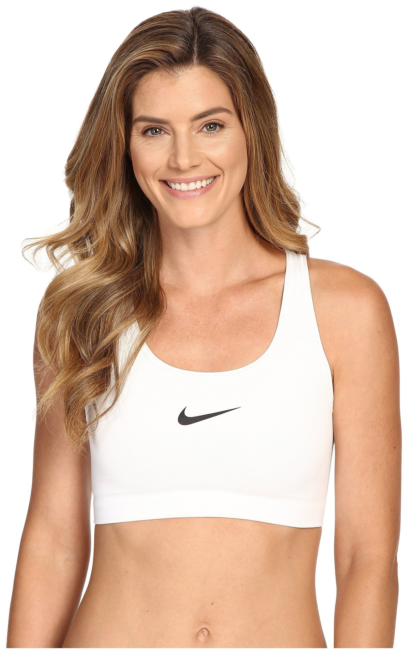 Nike 842398-100: Women's Swoosh White Sports Bra (L, White/Black)