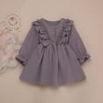 thumbnail image 4 of Staki Girls Dresses Baby Girls' Long Sleeve Knit Casual Smocked Dress(Purple,3-4 Years), 4 of 4