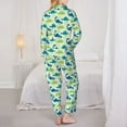 thumbnail image 6 of Goofa Cute Dinosaur Blue Green Printed Women’s 2 Piece Pajama Set Super,Pajamas Women's Long Sleeve Sleepwear Soft Button Down Loungewear Pjs Lounge Set Nightwear-XX-Large, 6 of 9