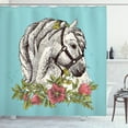 thumbnail image 1 of Ambesonne Floral Shower Curtain, Boho Horse Poppy Portrait, 69"Wx70"L, Apple Green and Turquoise, 1 of 3