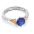 thumbnail image 3 of Diamond-Capitals 2.15 Carat Round Cut Blue Sapphire & Citrine Gemstone Luxurious Engagement Ring for her Solid 18K White Gold Size 9.5, 3 of 7