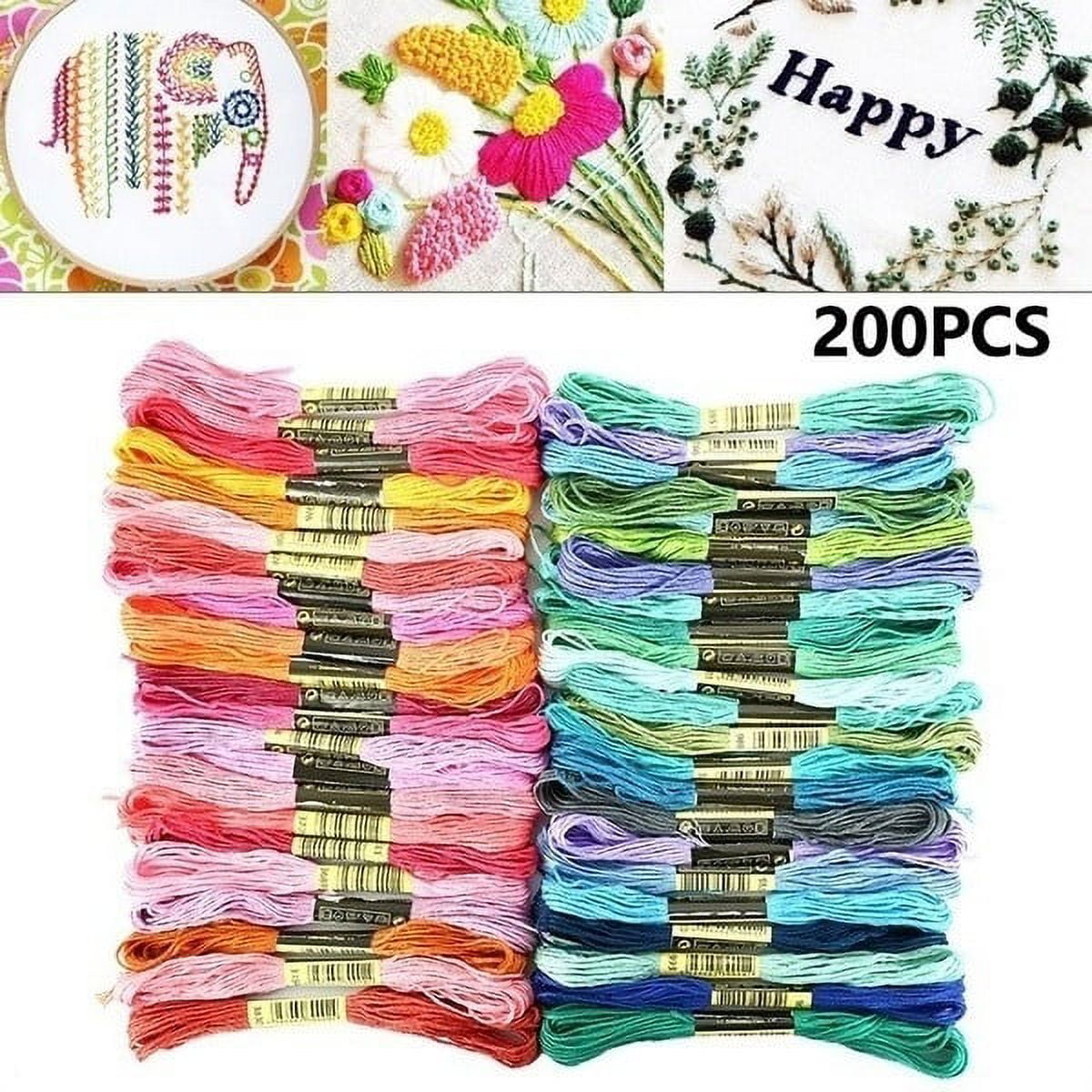 Dznils 447PCS Cotton Cross Floss Stitch Thread Embroidery Sewing Skeins Multi Colors Premium Rainbow Color Bracelet Yarn Craft Set