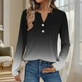 thumbnail image 2 of ManxiVoo Women's Ombre Long Sleeve Button Down Shirt Casual Comfort Fit Gradient Color Stylish Blouse Versatile Tops for Women L Size Black, 2 of 6