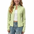 thumbnail image 2 of Girls Zip Up Athletic Jacket Lightweight Stand Collar Workout Outerwear With Thumbhole Cuffs for Gym Yoga Sports Daily Occasions, 2 of 8