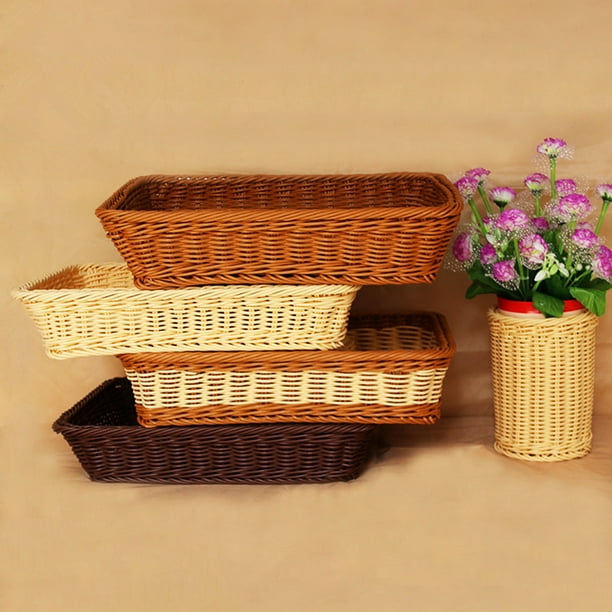 Storage Basket Versatile Tasteless Eco-friendly Rattan Rectangular ...