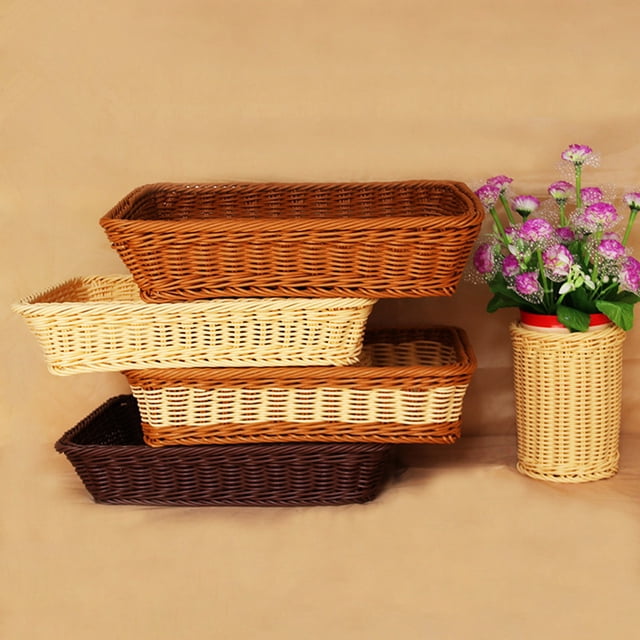 Storage Basket Versatile Tasteless Eco-friendly Rattan Rectangular Picnic Basket for Supermarket