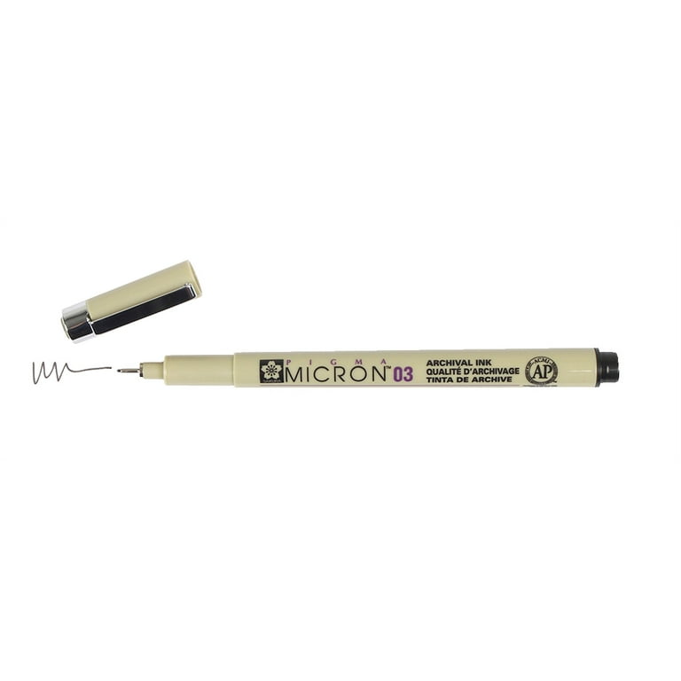 Sakura Pigma Micron pen 03 Black ink marker felt tip pen, Archival pigment  ink pens for artist, zentangle, technical drawing pens - 8 pack of Micron  03 Black 