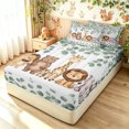 thumbnail image 2 of Manfei Jungle Giraffe Lion Zipper Twin Comforter Sets with Fitted Sheet and 2 Pillowcases, Waterclor Spring Leaf Zipper Bedding Set, White Green, Polkadot Reversible, 4pcs, 2 of 7