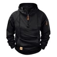 thumbnail image 2 of Men's Knitted Jacquard Hoodie Sweatshirt with Large Pocket Long Sleeve Crewneck Quarter Zip Raglan Top, 2 of 4
