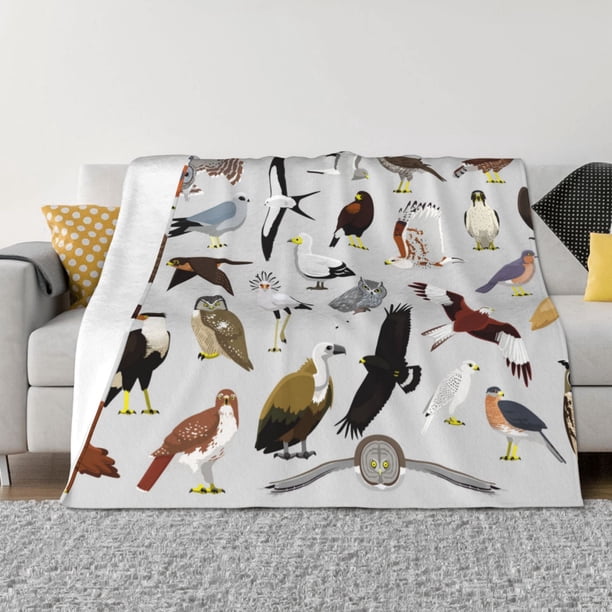 Fotbe Animal Bird Manta de Franela con Estampado, Manta Ultrasuave para Cama, Sofá, Auto, Hipoalergénica y Antibolitas-80"x60"