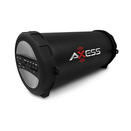 - Axess Portable Thunder Sonic Bluetooth Cylinder Loud Speaker BuiltIn FM Radio SD Card USB AUX Grey