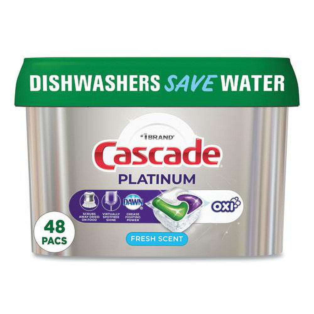 Cascade Platinum ActionPacs + Oxi Dishwashing Detergent Pods Fresh Scent 48 Pods/Box (3700027425)