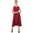 thumbnail image 3 of Bimba Women's Designer Rayon Dress With Pockets Solid Maroon Maxi With Scarf - 12, 3 of 5