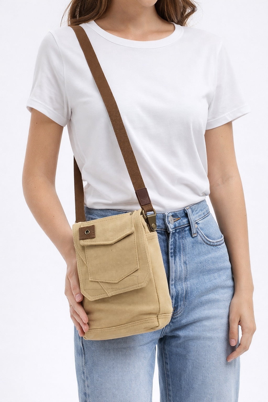 Vagarant Traveler 8" Tall Small Canvas Slim Sling Shoulder Bag C93.KK