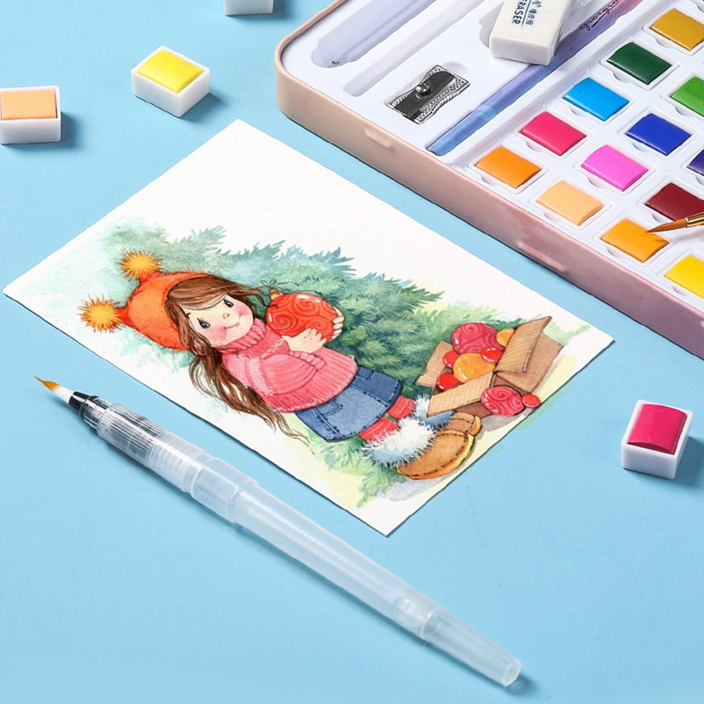 36/48 Colors Solid Watercolor Paint Set Art Pigments Painting Drawing Brush Kit