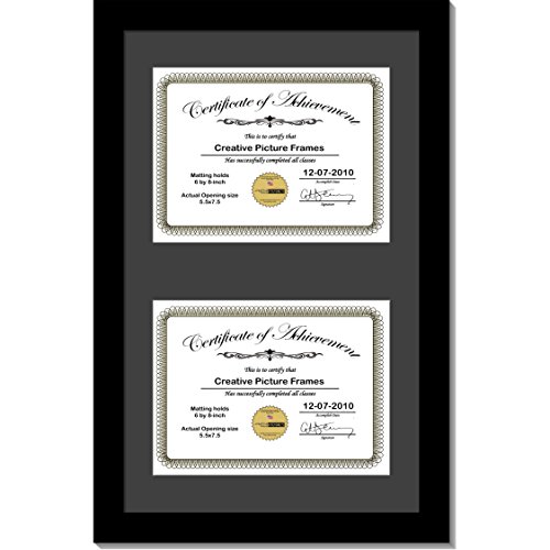 CreativePF [10x16bkb] Black Vertical Double Diploma Frame with 2