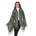 thumbnail image 3 of FORMRS Womens Scarf Winter Soft Long Big Warm Shawls Wrap Tassel Scarves, Green Flowers Pattern, 3 of 9