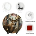 thumbnail image 4 of Picia American Wildlife Deer Forest Pattern Bone China Decorative Plate – Wall Decor with Stand and Adhesive, Elegant Ornament for Living Room, Office, or Entryway-7in, 4 of 6
