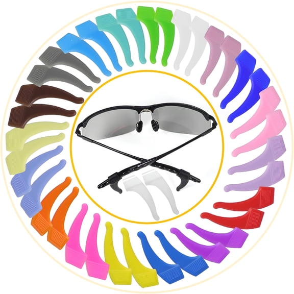 XIRQI 20 Pairs Silicone Glasses Ear Grips, Anti Slip Eyeglass Retainer Temple Tips, Sport Eyewear Holder for Kids & Adults
