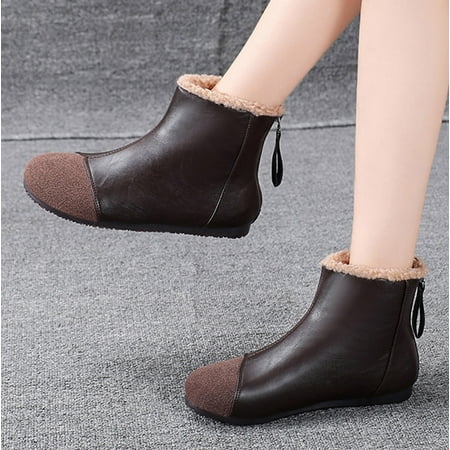 

Fashion Stitching Plus Women s Shoes Ankle Flat Back Zipper Boots Women s Boots