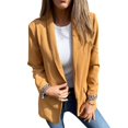 thumbnail image 2 of Women Suit Coat - Lapel Long Sleeve Leopard Print Cuffs Suit Jacket Solid Color Loose Fit Open Front Casual Business, 2 of 8