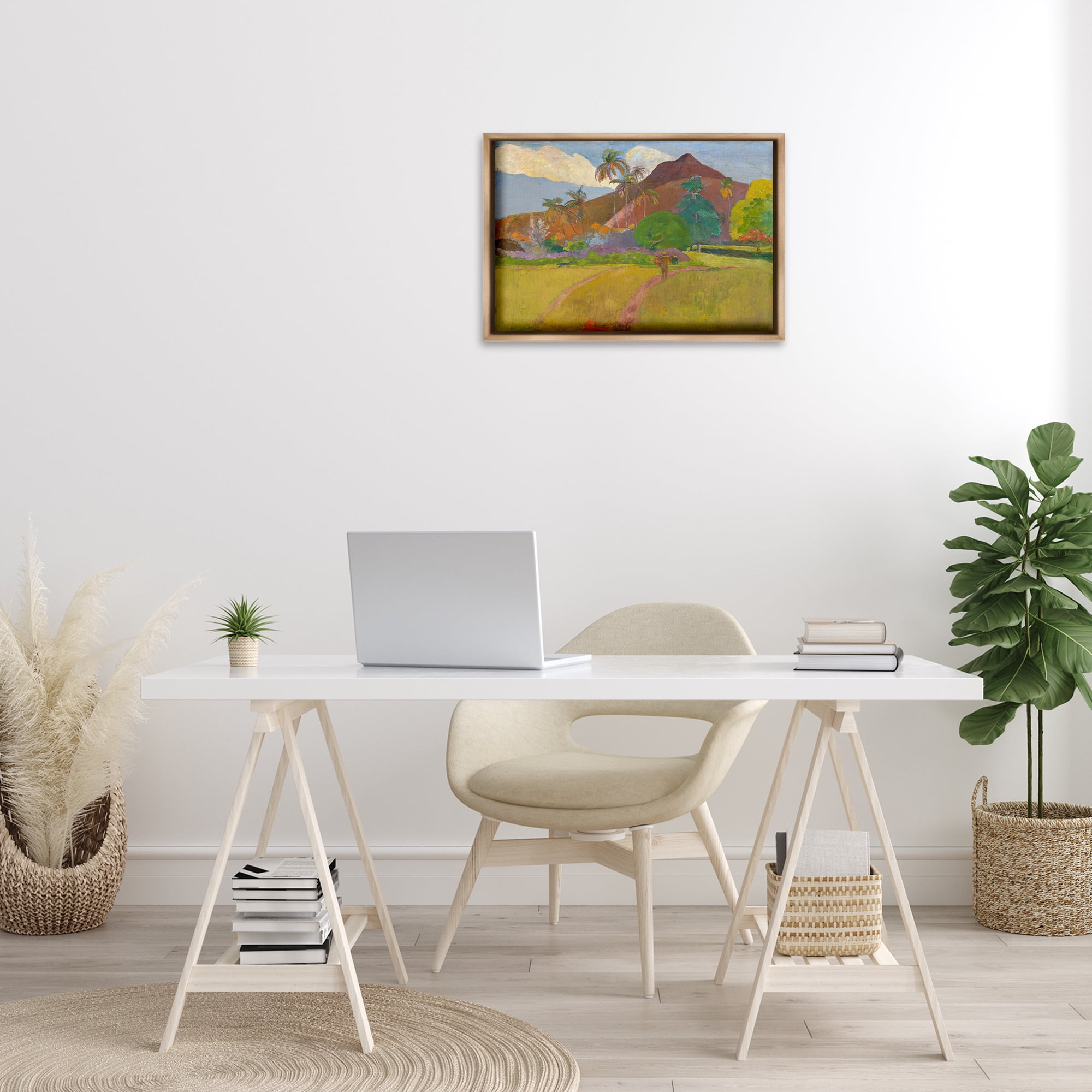 Stupell Industries Classic Tahitian Landscape Landscape & Nature Painting Brown Floater Framed Canvas Art Print Wall Art, 25 x 17