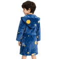 thumbnail image 6 of LYMAYTER Toddler Boys Kids Hooded Bathrobe Soft Flannel Starry Printed Casual Home Wear Robe for 2-12Y, 6 of 10