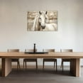 thumbnail image 4 of ZHONGYUTONG Horse Canvas Wall Art White Horse Picture Prints Vintage Western Animal Portrait Paintings for Rustic Farmhouse Office Decor Framed (12.00" x 18.00"), 4 of 5