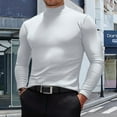 thumbnail image 2 of Men's Fashion Mock Turtleneck T-Shirts Long Sleeve Pullover Sweater Basic Designed Undershirt Slim Fit Top White XL, 2 of 5