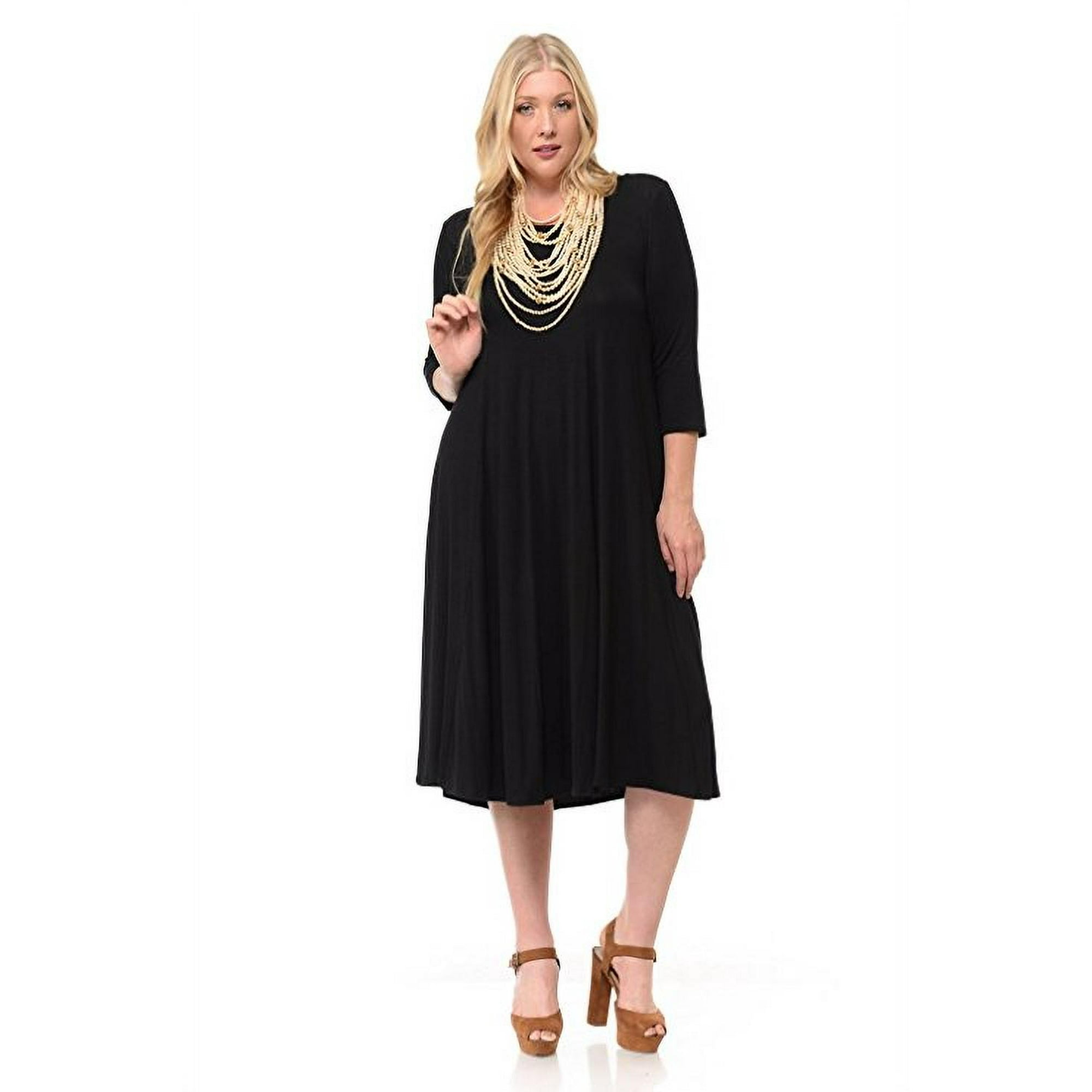 Leining Women s A Line Trapeze Midi Dress