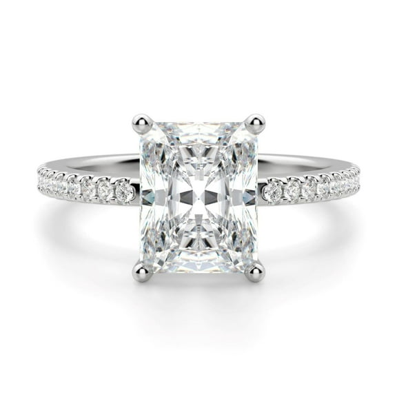 1.00 TCW Radiant Cut Solitaire With Accents Engagement Ring 925 Silver