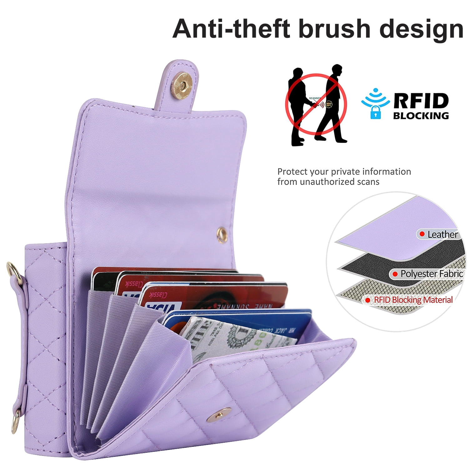 Allytechgroup Moto Razr 2025 Wallet Case with Shoulder Strap, Premium PU Leather Multiple Cards Slots Protective Shockproof Portable Phone Case Cover for Motorola Moto Razr 2025, Purple