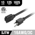 thumbnail image 6 of DuraTech Extension Cord 6 ft, Short Indoor Extension Cord, 16/3 SJT, 13 Amps, 3 Prong Plug, 2 Pack, Black, 6 of 12