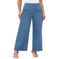 thumbnail image 2 of LYMAYTER Women Casual Trousers High Waist Wide Leg Pants for S-3XL Business Casual Long Straight Pants, 2 of 7