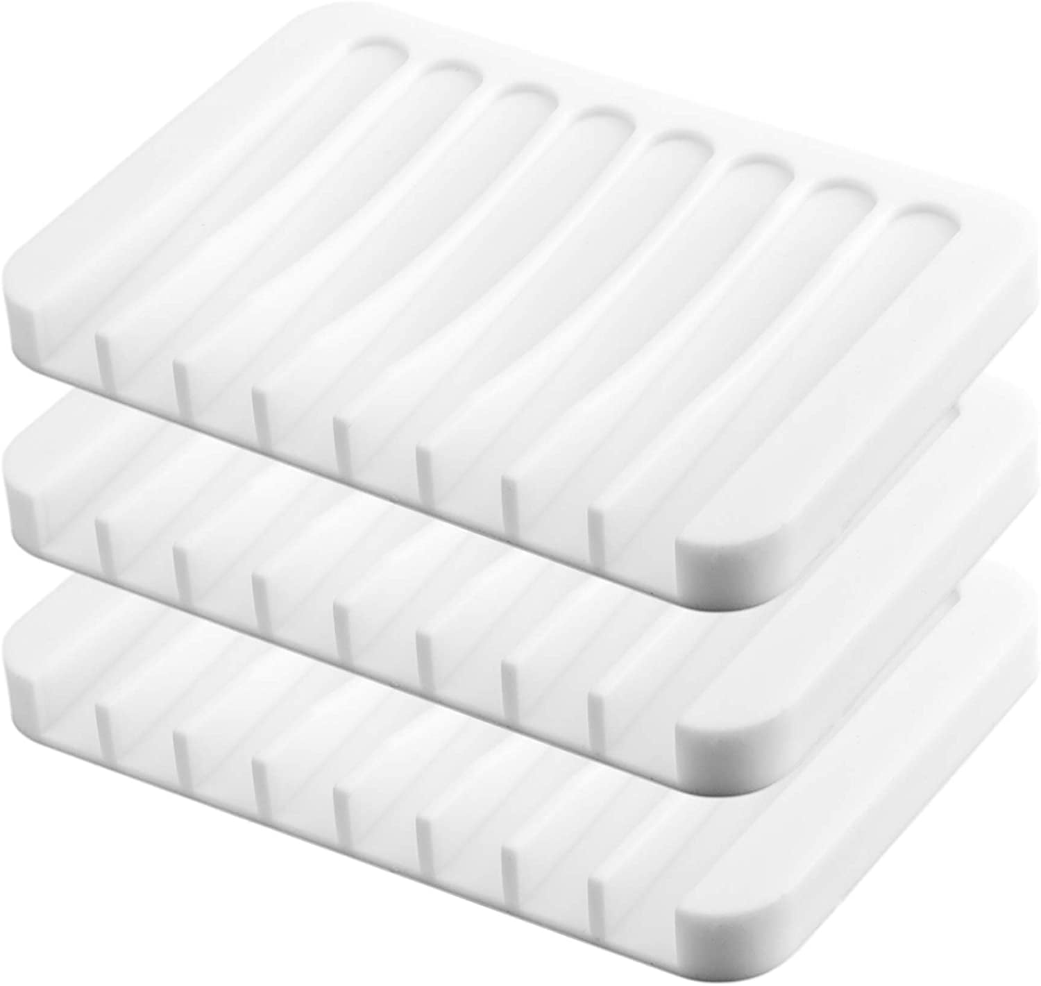 Silicone Soap Dish for Shower, Bar Soap Holder, Soap Saver with Drainer