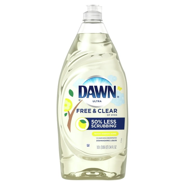 Dawn Free & Clear Dishwashing Liquid Dish Soap, Lemon Essence, 34 fl oz