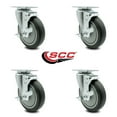 thumbnail image 2 of 5 Inch Thermoplastic Rubber Wheel Swivel Top Plate Caster Set with Brake SCC, 2 of 2