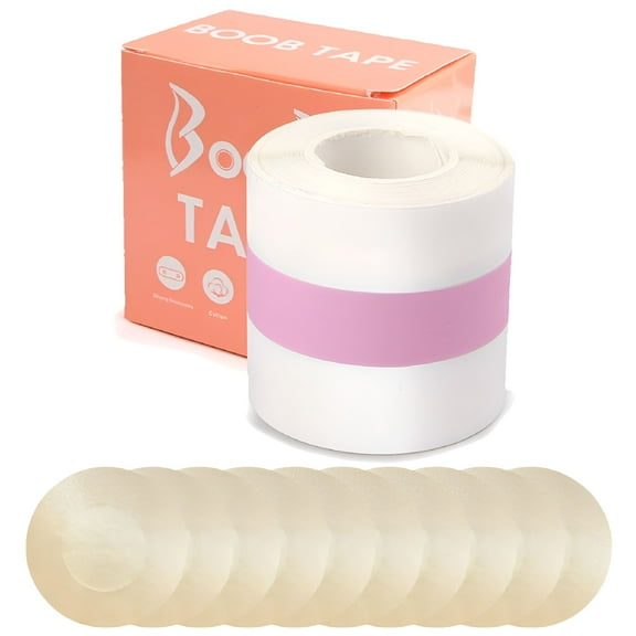 TELOLY Adhesive Invisible Bra with 10 Nipple Covers Breast Lifting Tape Waterproof Strapless Pad Sticker for Large Breasts