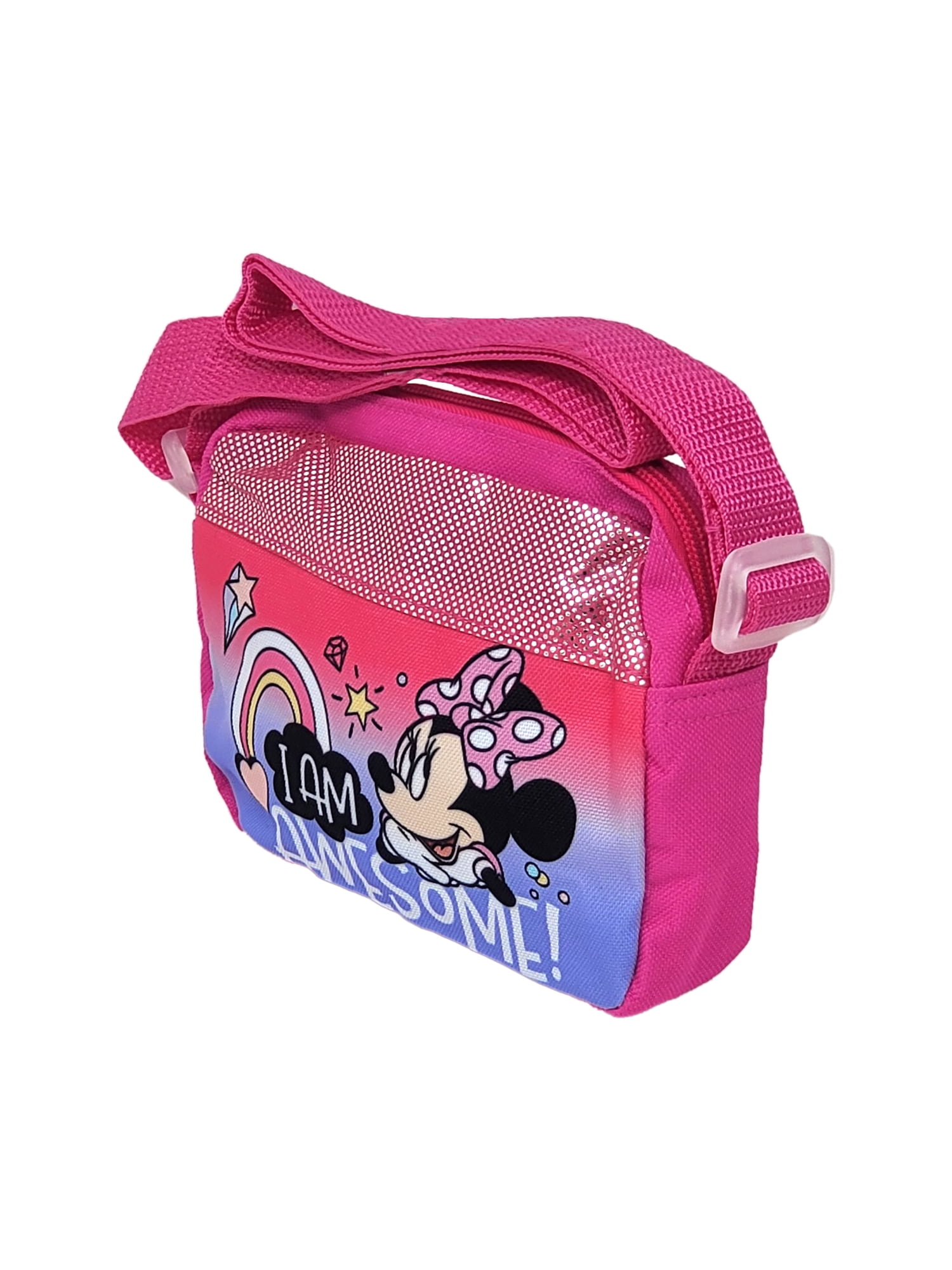 Disney Minnie Mouse Purse Crossbody Bag Zipper Rainbow Pink Girls Small 6.5 Walmart
