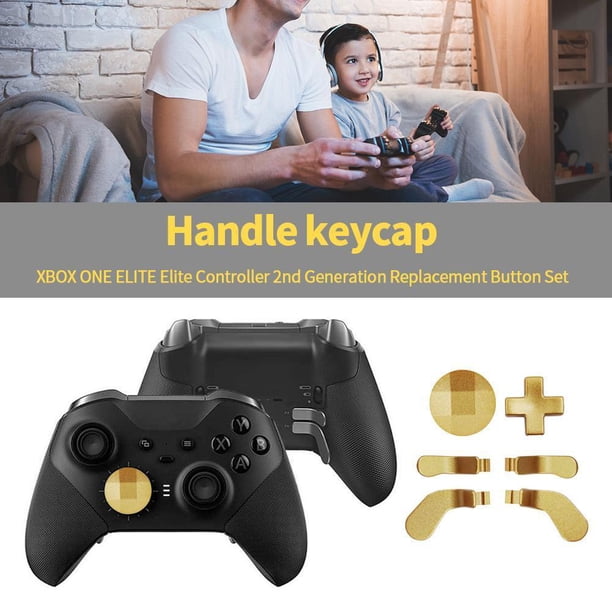 Botón de 16 piezas para Xbox One Elite 2 Controller Thumb Grips D-pad Kit (Oro)