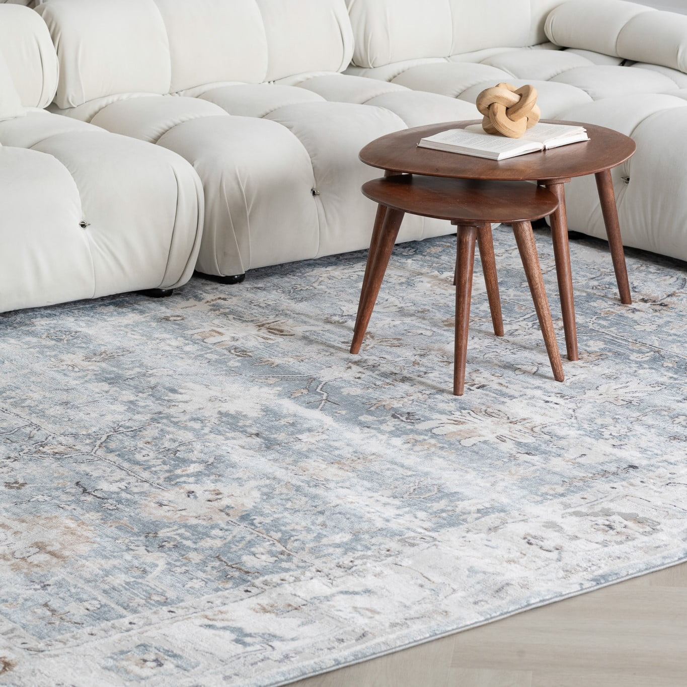 Rug Branch Atlas Scandinavian Indoor Area Rug, Blue , Distressed - Living Room, Bedroom, Dining and Kitchen