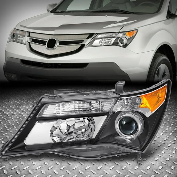 NUVISION for 07-09 Acura MDX OE Style Driver Left Side Black/Amber Headlight Head Lamp