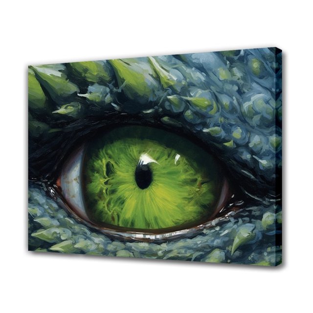 Póster de lienzo con un gran ojo de dragón verde para decoración de dormitorio, paisaje deportivo, decoración de oficina, regalo, estilo marco, 20 x 30 cm