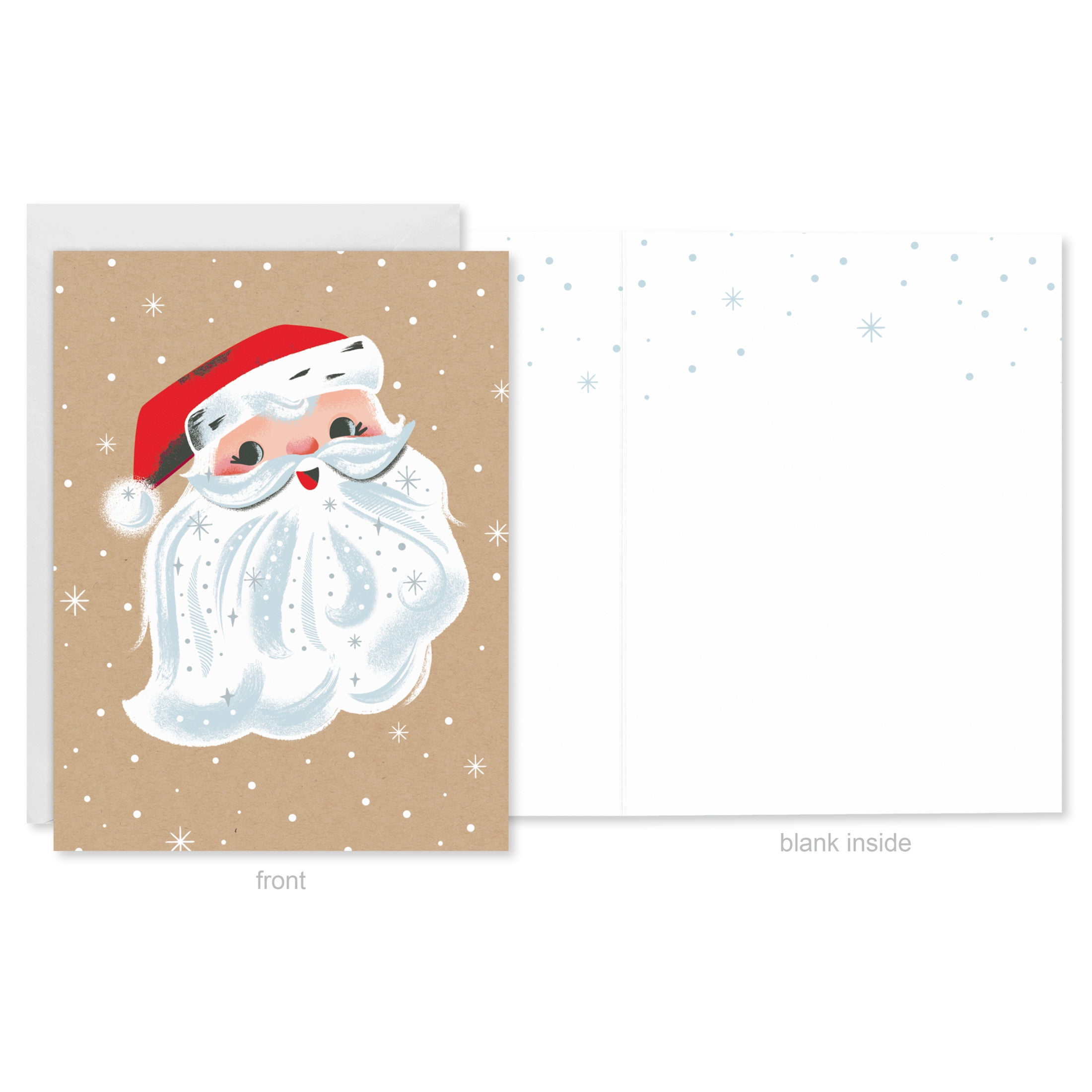 American Greetings 8-Count Blank Christmas Card Pack, Vintage Santa Design
