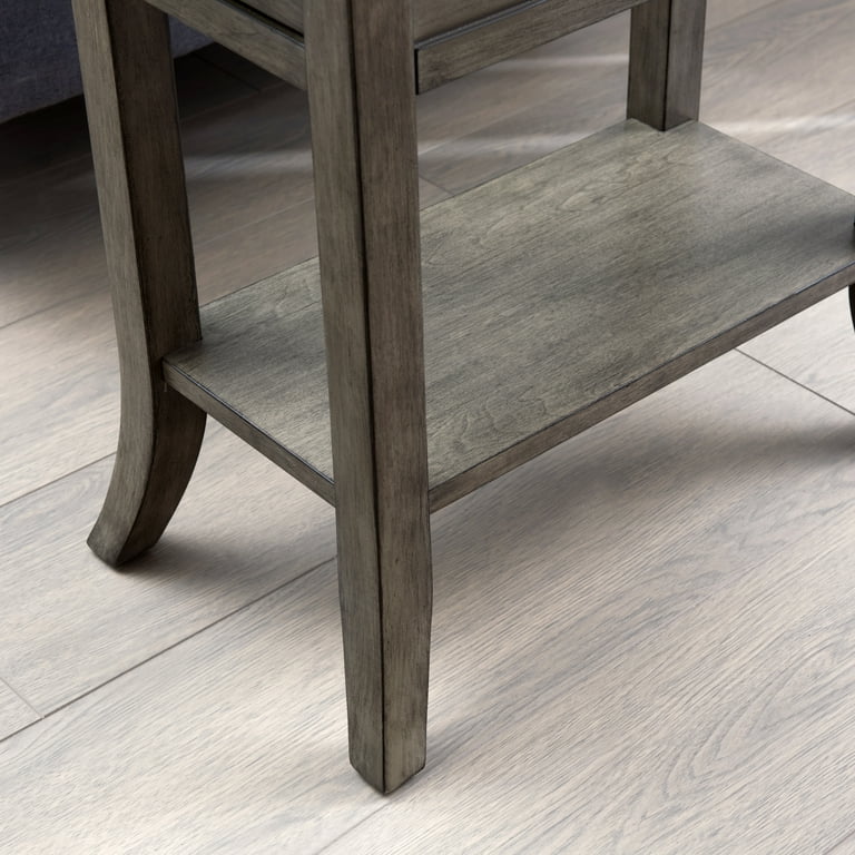 Leick Home 10126-GR One Drawer Traditional Tray Edge Side Table