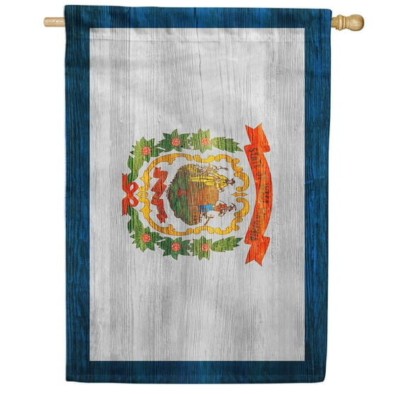 America Forever West Virginia State Flag 28 x 40 Inch Double Sided Outdoor Yard Decorative USA Vintage Wood State of West Virginia House Flag, Made in the USA